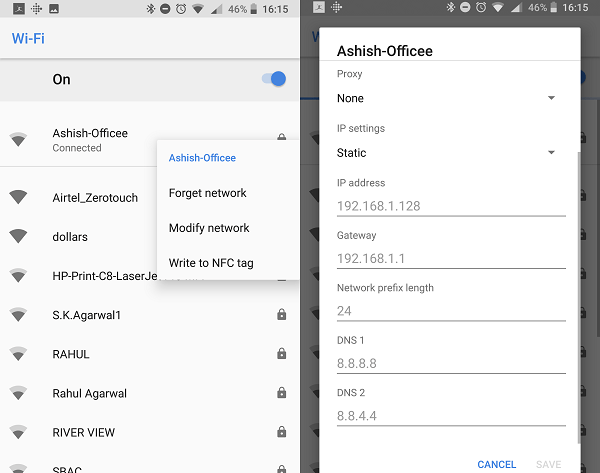 Wifi connected but no internet access in android