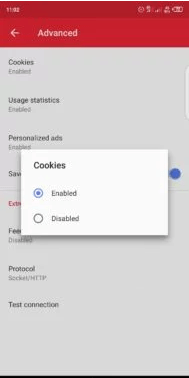 How to enable cookies in Operamini browser