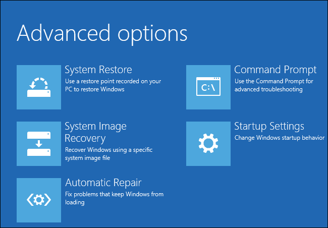 Windows Advanced Options
